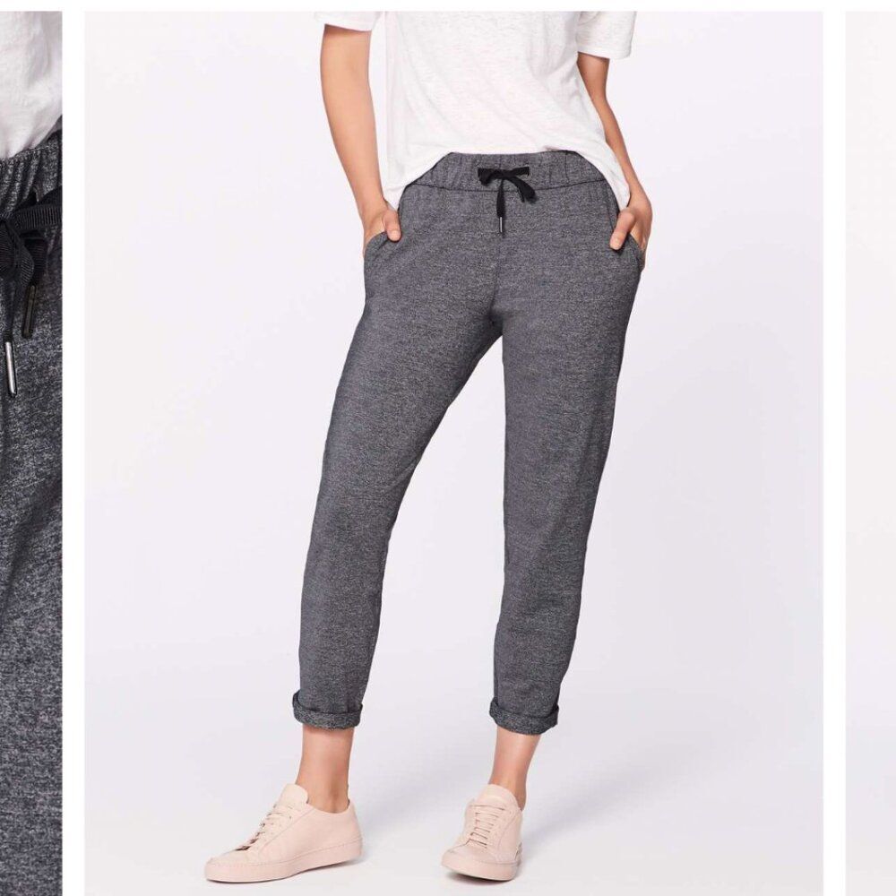 Lululemon On The Fly Pant 28" Inseam Cropped Heathered Black W6